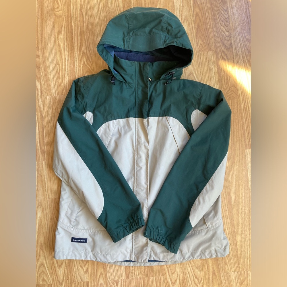 Lands End Green and Cream Women's Jacket